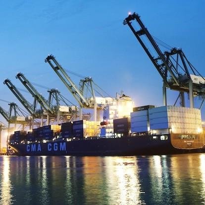 Container port at night
